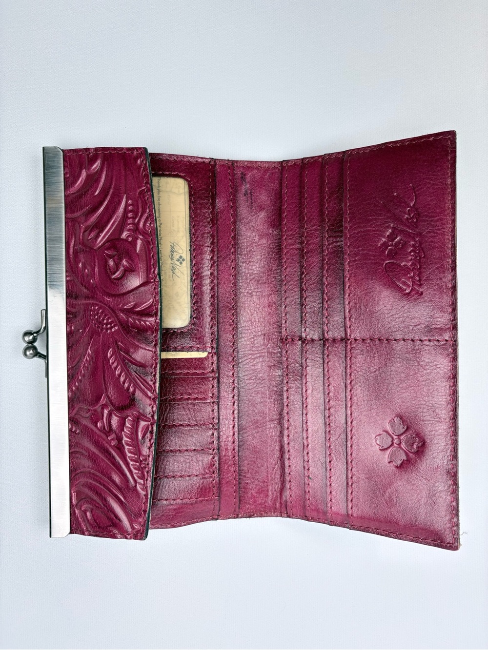 Patricia Nash Paola Leather Frame Wallet with RFID Protection Red - Picture 4 of 11